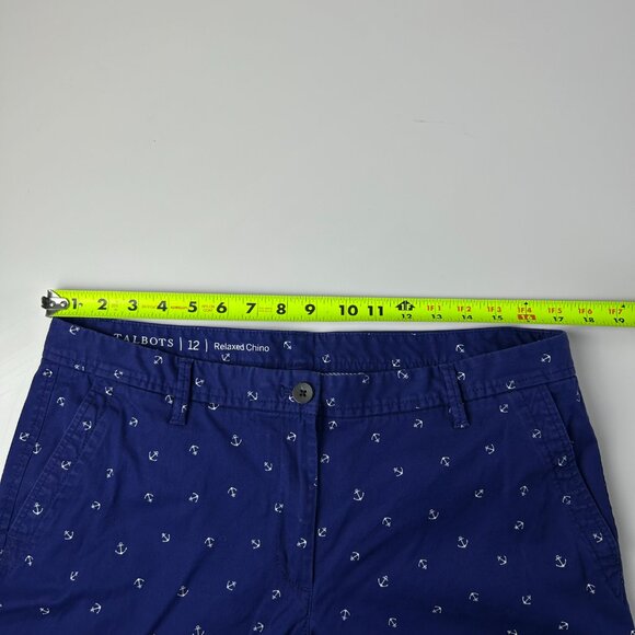 Talbots Navy White Anchor Stretch Cotton Relaxed Chino Pants Womens 12 Nautical‎ - Picture 9 of 12